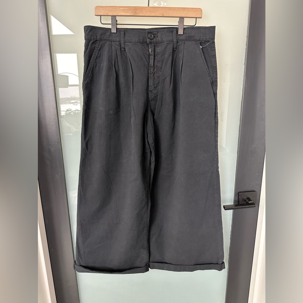 MOTHER Charcoal Wide Leg Pants Pouty Puff Crop Cuff